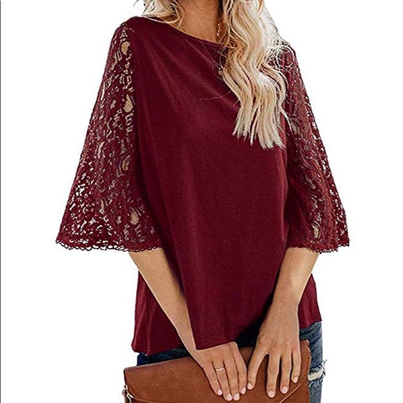 Beautiful woman lace top loose chiffon blouse - Picture 7 of 7
